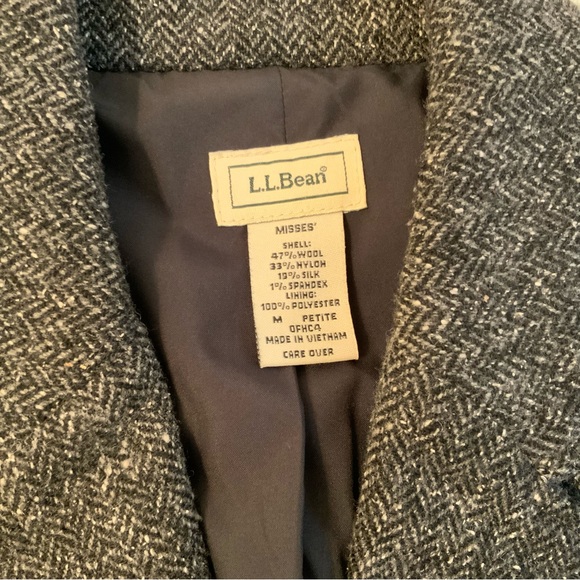 L.L.Bean Classic Herringbone Wool And Silk Grey Blazer Jacket Size M - Picture 8 of 9